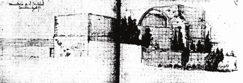 El cementerio parroquial antes de la reforma de Domènech i Montaner. Fotografía década de 1880. Colección Antonio Correa.