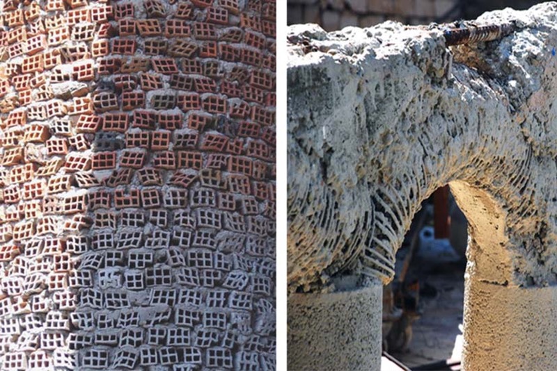 Justo Gallego. Catedral de Mejorada del Campo, Madrid (1961). Mural con recortes de prensa internacional en la entrada de la Catedral