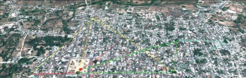 Triangulación de las ceibas y la fuente de Chiapa de Corzo