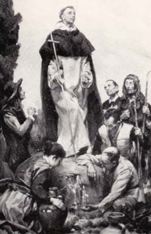 Pintura de Segrelles con el milagro de Liria