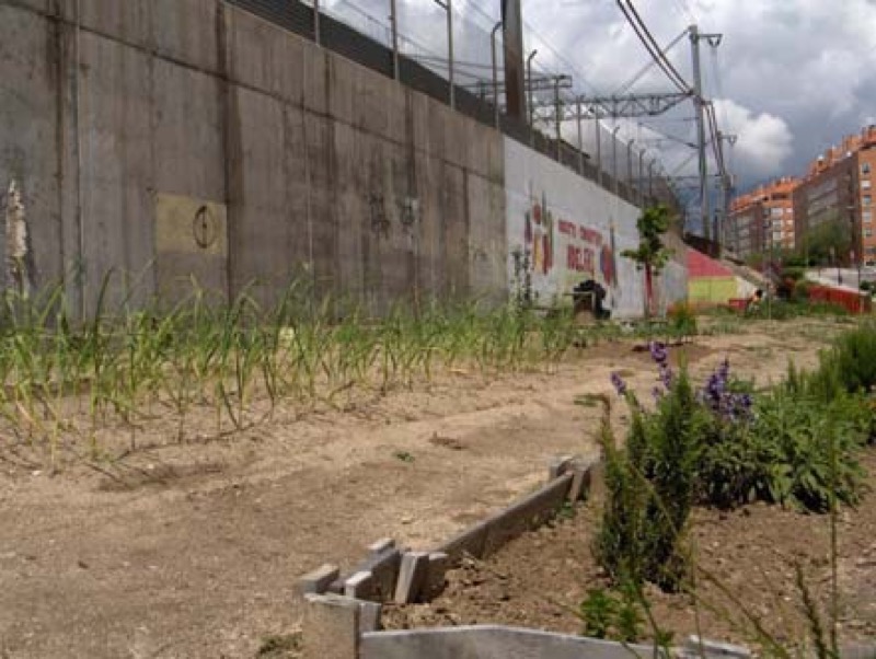 Adelfas. Bancales con mural al fondo