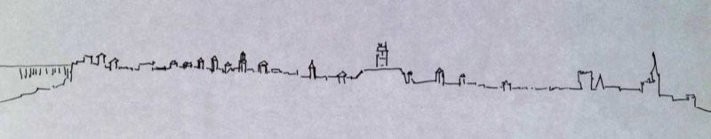 Silueta de la ciudad de Segovia destacando sus torres.