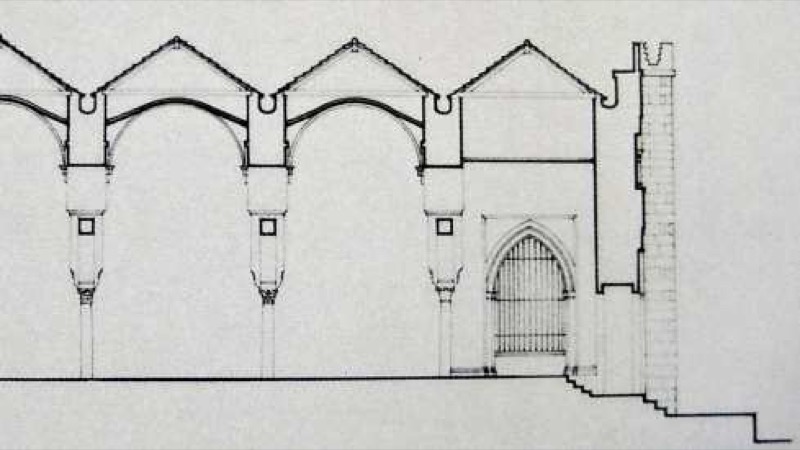 Sección de la cubierta de la mezquita