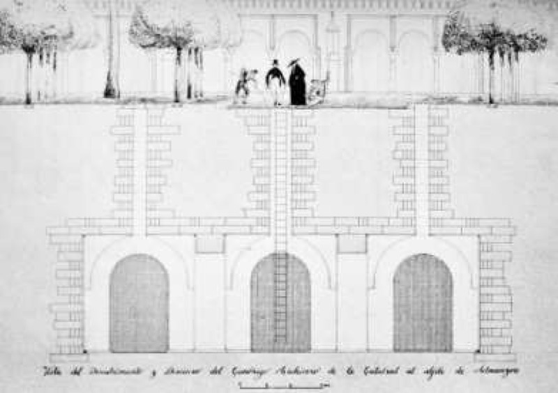 Sección cisterna bajo el patio