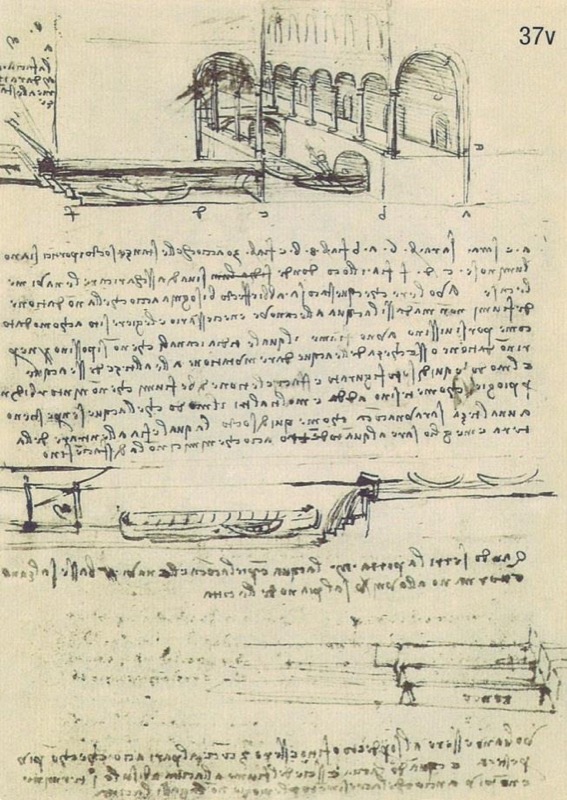 Leonardo da Vinci. Ciudad ideal. Manuscrito B, folio 37v.