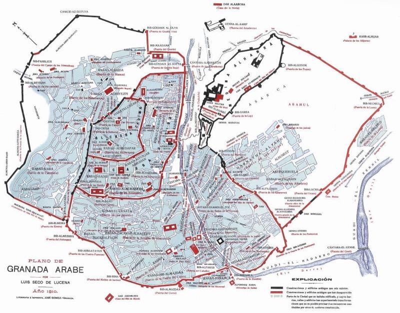 L. Seco de Lucena. Plano de la Granada Árabe, en Plano de la Granada Árabe, 1910.