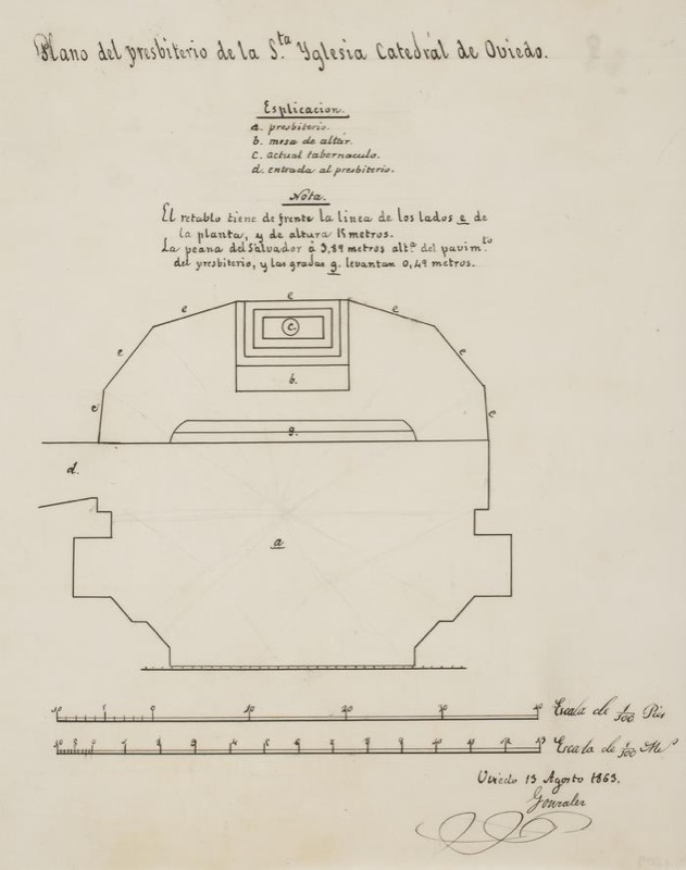 Plano de la planta del presbiterio de la Sta. Iglesia catedral de Oviedo