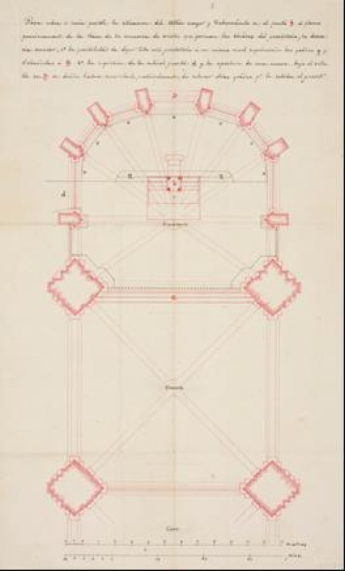 Planta del proyecto de altar y del crucero de la catedral de Oviedo