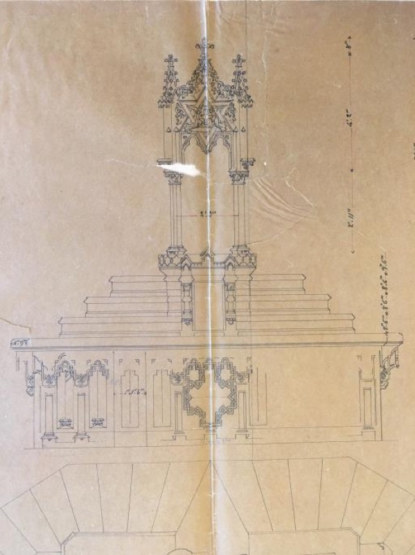 Calco del tabernáculo para el altar de la catedral de Oviedo con cotas