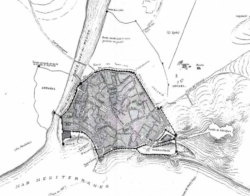 Plano de Málaga musulmana de E. de la Cerda