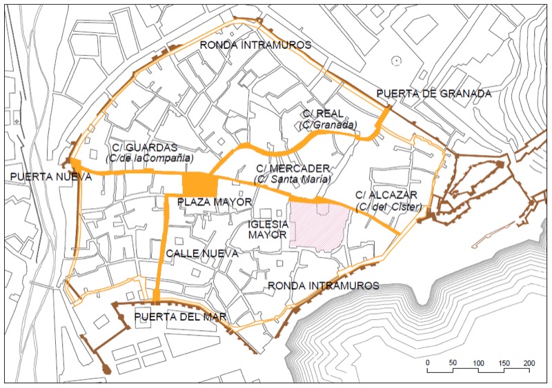 Esquema resumen realizado sobre copia de la cartografía de Carrión de Mula