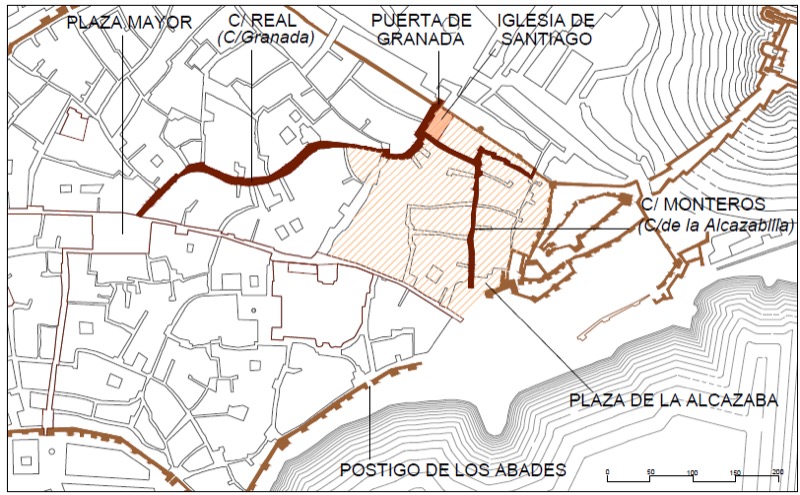 Esquema gráfico de la estructura urbana de la Collación de Santiago