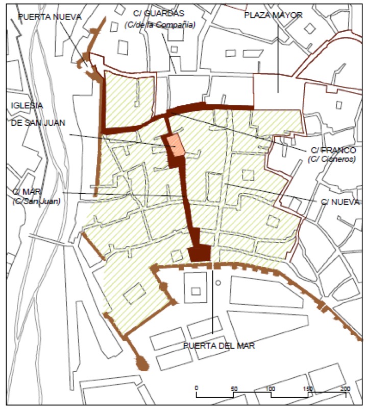 Esquema gráfico de la estructura urbana de la Collación de San Juan