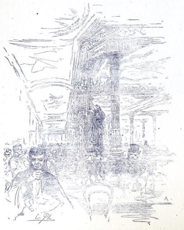 Aspecto parcial del interior del café de Fornos, 1884.