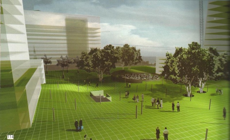 Concurso de ideas para la ordenación y amueblamiento del espacio público situado en la parcela K de la manzana del polígono Cepsa-Disa, Santa Cruz de Tenerife. Primer premio exaequo: Pedro Domínguez Anadón, Gumersindo Trujillo, Christian Stelzner, André Schumacher y Antje Heller. Fuente: Gerencia de Urbanismo de Santa Cruz de Tenerife. Publicada en Basa, 2001, 114.