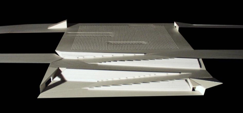 Concurso de ideas para la ordenación y amueblamiento del espacio público situado en la parcela K de la manzana del polígono Cepsa-Disa, Santa Cruz de Tenerife. Primer premio exaequo: Manuel Feo Ojeda y Elías Medina. Fuente: Gerencia de Urbanismo de Santa Cruz de Tenerife. Publicada en Basa, 2001, 117.