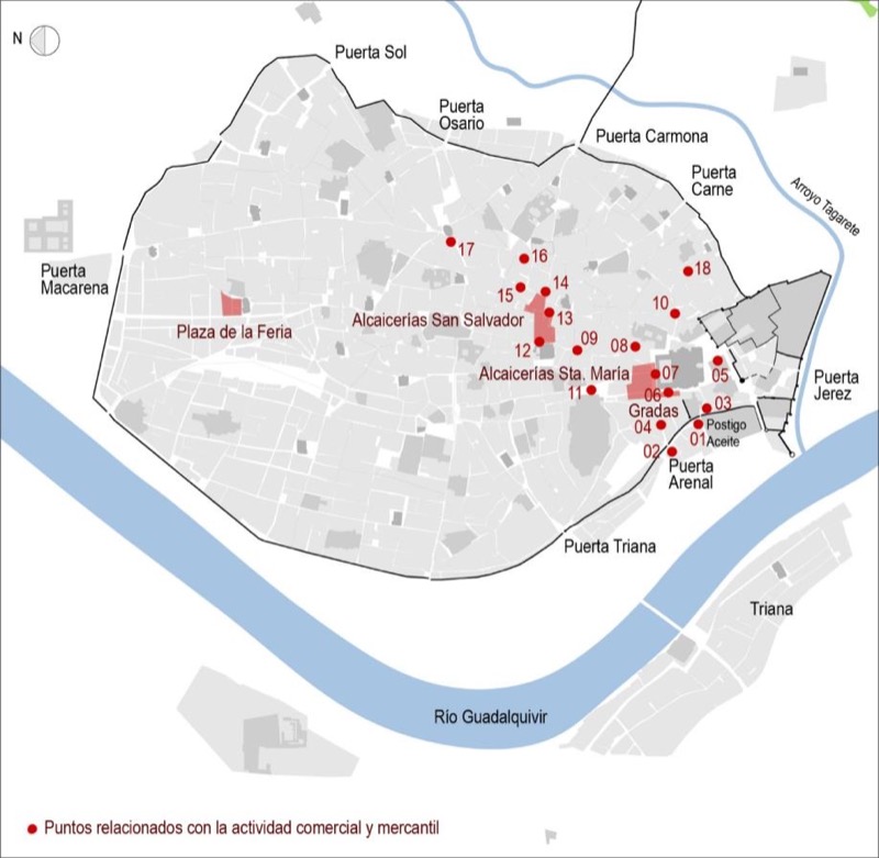Áreas y puntos relacionados con la actividad comercial