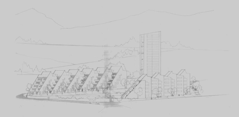 Apartamentos en terraza para la CPD, alzado general