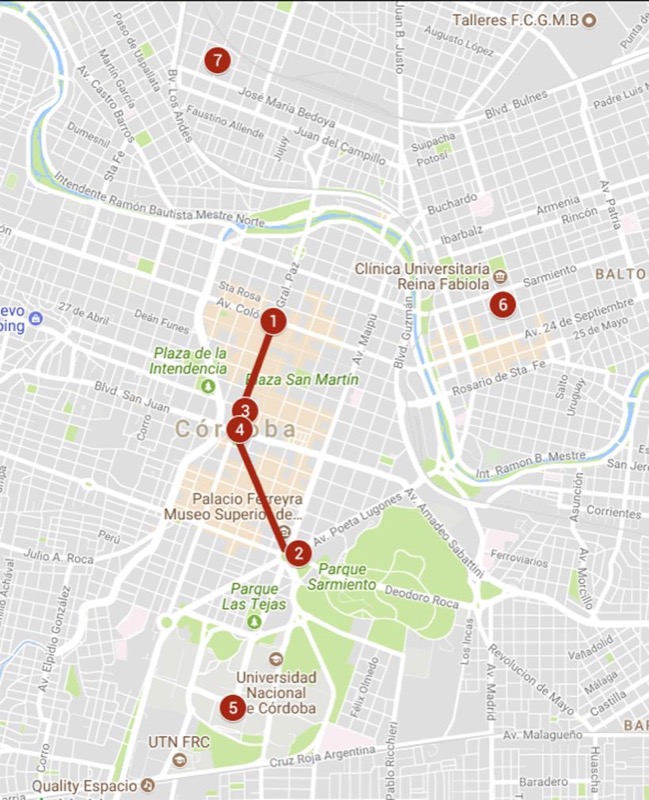 Mapa de sitios significativos para ADEV y el FLT