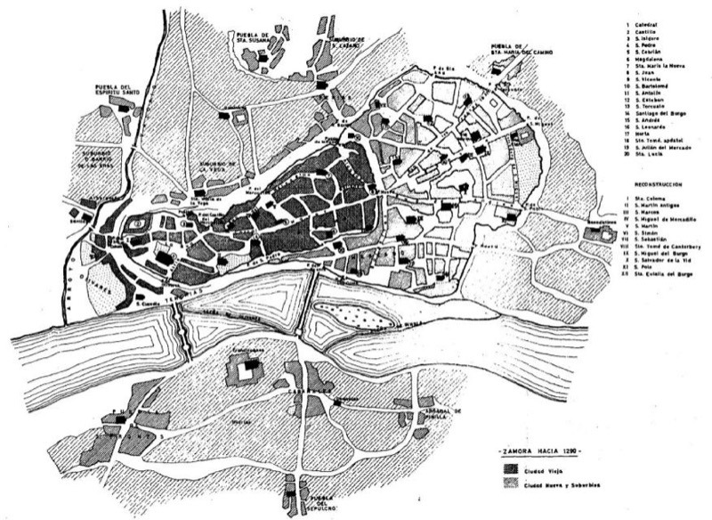 Plano de Zamora hacia 1290