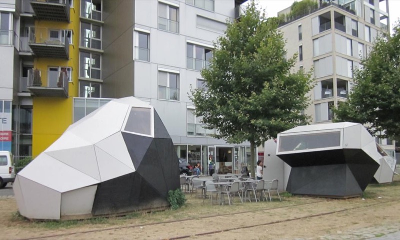 Los tres poliedros de conglomerado de madera de La point noire.