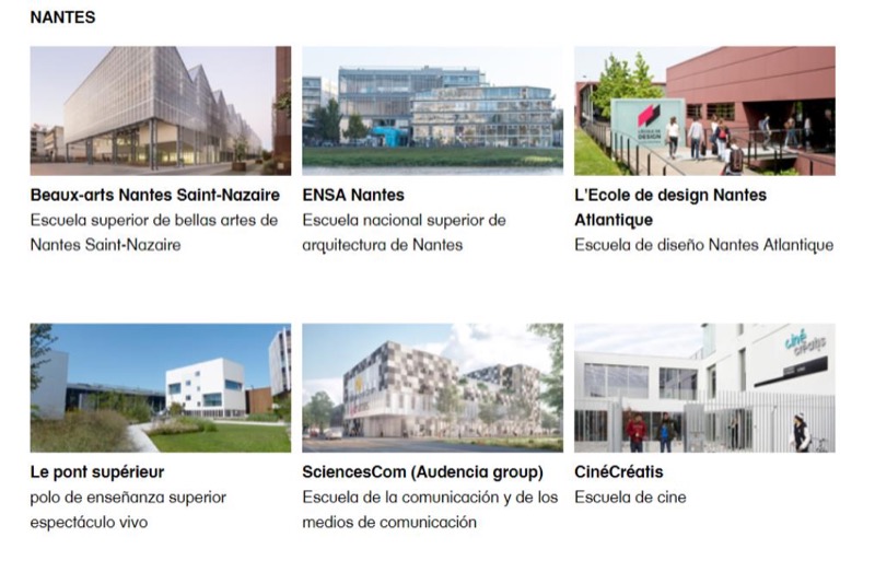 Algunas instituciones del Quartier de la Création de Nantes.
