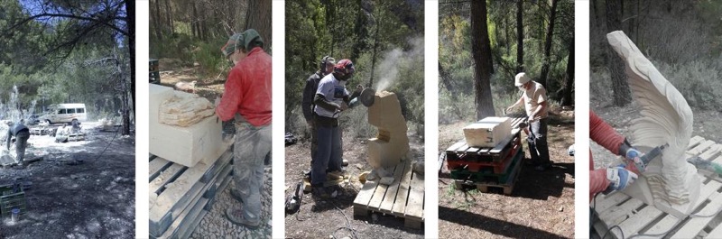 Zona de trabajo y participantes en el desarrollo de realización de sus piezas