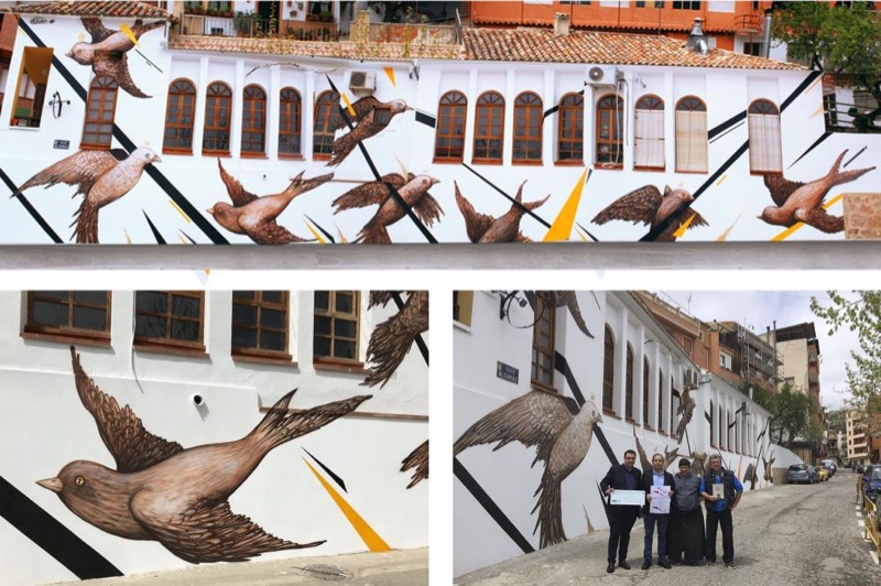 Intervención pictórica Libre vuelo del artista Felipe I. Zuñiga Riquelme