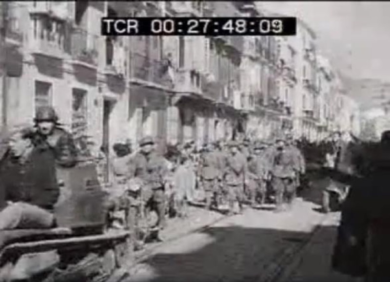 Desfile de las tropas italianas por calle Larios en febrero de 1937