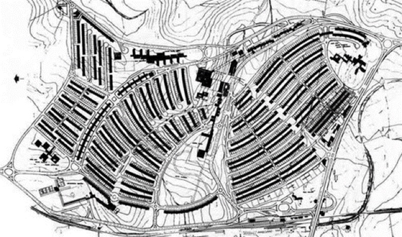 Gibellina Nuova en etapa avanzada de construcción (1979)