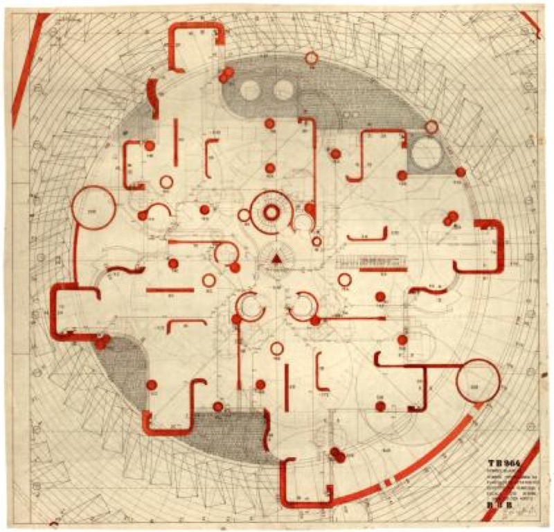 F. Javier Sáenz de Oíza, edificio Torres Blancas, Madrid, 1958-68. Planta sótano (1964)
