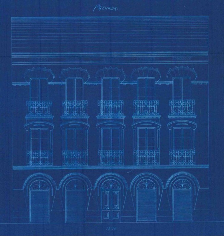 Fachada principal del proyecto de edificio para Ángel Velasco (actual número 11 de la calle Montero Calvo).