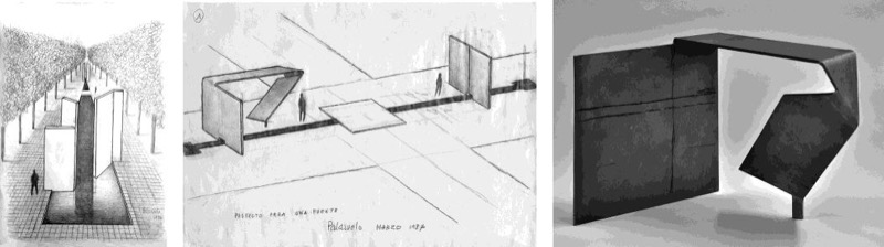 Pablo Palazuelo, bocetos y maqueta de aluminio para el Proyecto para una fuente.