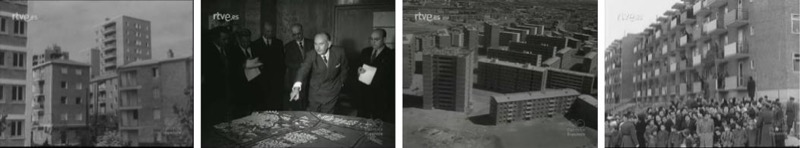 Fotogramas de los noticiarios cinematográficos NO-DO 670B, NO-DO 790B, NO-DO 821B, y NO-DO 943C