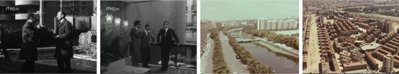 Fotogramas de los noticiarios cinematográficos NO-DO 1257A, NO-DO 1296A, NO-DO 1361A, y NO-DO 1538A