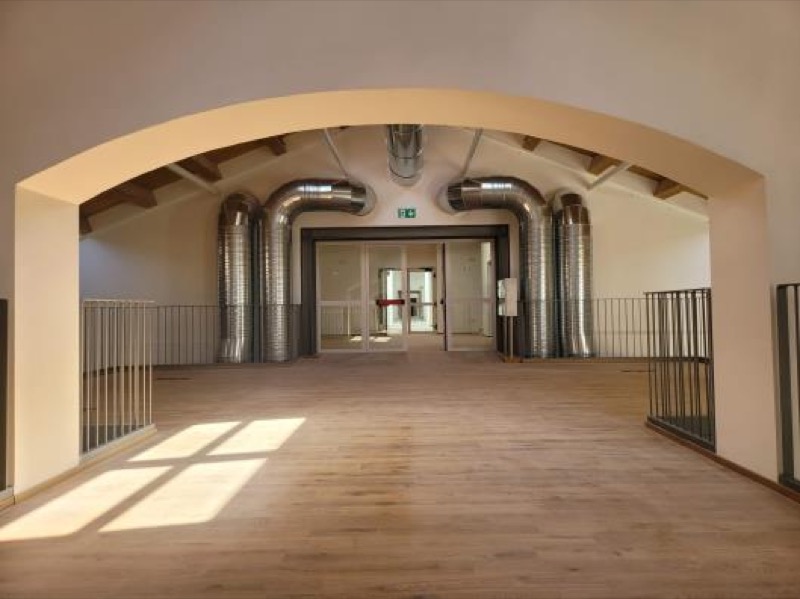 Interior of the restored building of the Rossani Barracks, intended for use as a library hub.