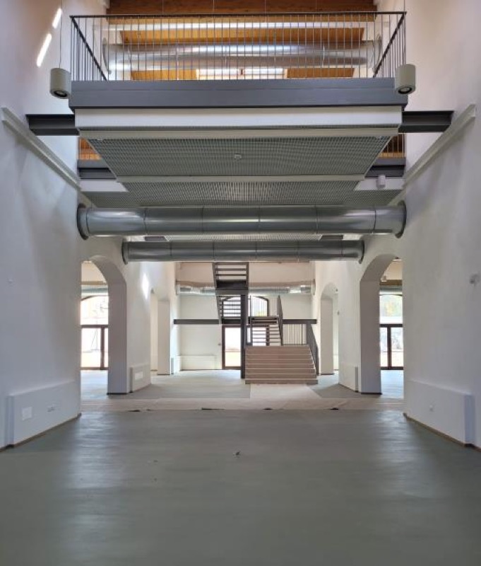 Interior of the restored building of the Rossani Barracks, intended for use as a library hub.