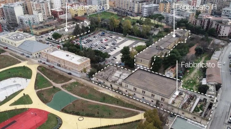 The buildings undergoing restoration at the Rossani Barracks intended for use as Academy of Fine Arts.
