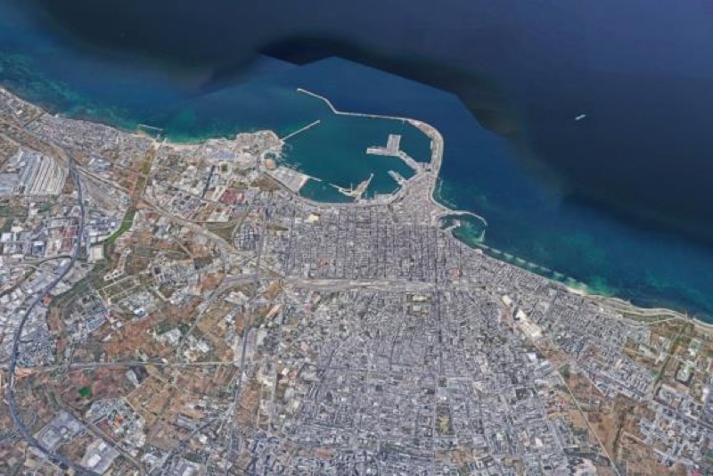 The city of Bari seen from above. Bari 2020