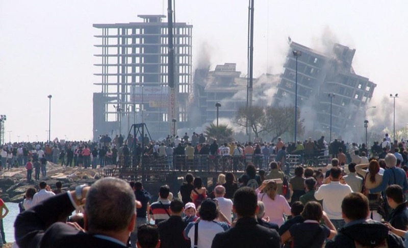 The demolition of the Punta Perotti complex in Bari in 2006
