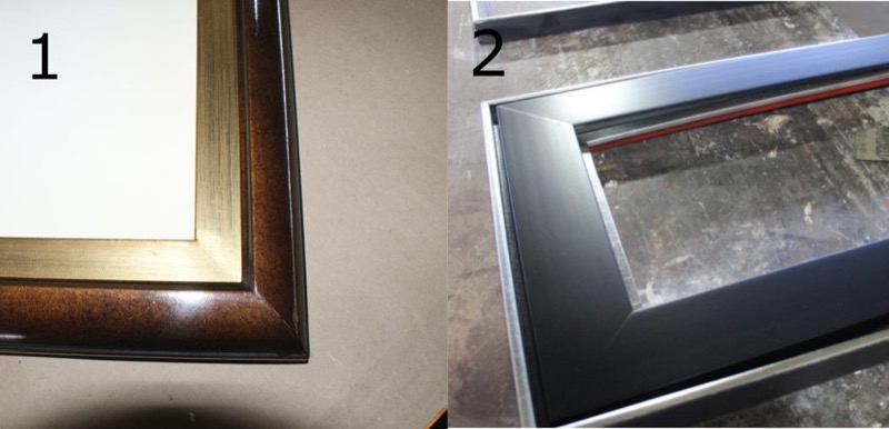 Terminado mixto: lámina de oro y café y terminado mixto: lámina de plata y negro