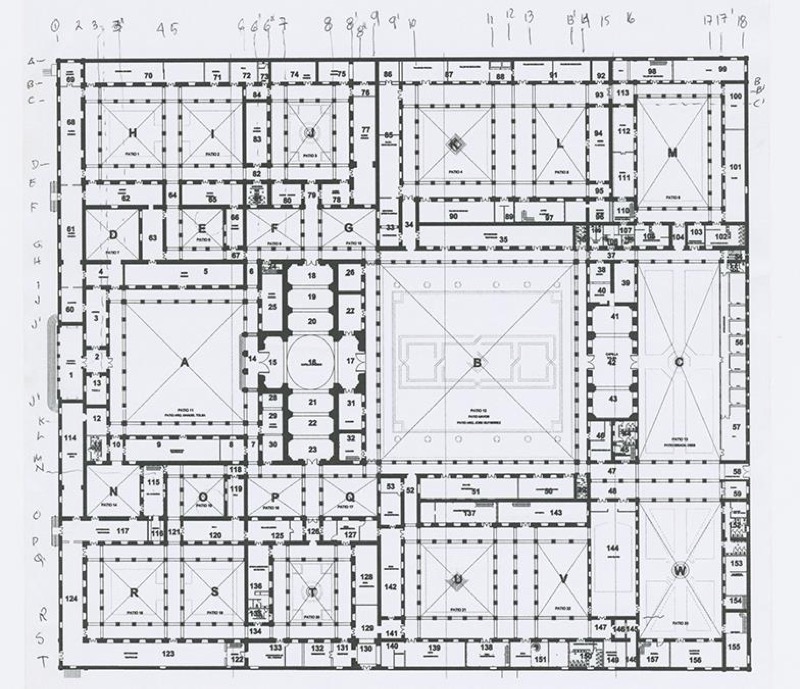 Planta arquitectónica del Instituto Cultural Cabañas. Fuente: Arq. Alberto González Pozo. Intervención 2003