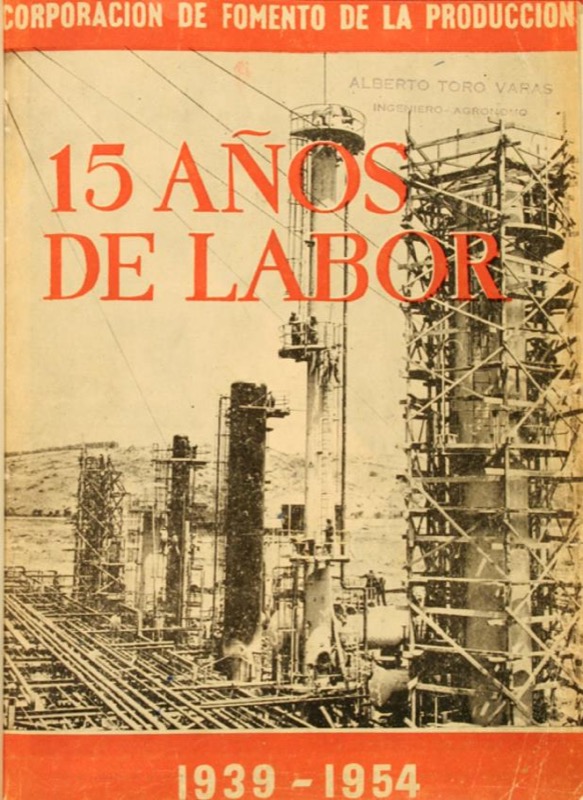 Portada de Memoria de CORFO con refinería Concón