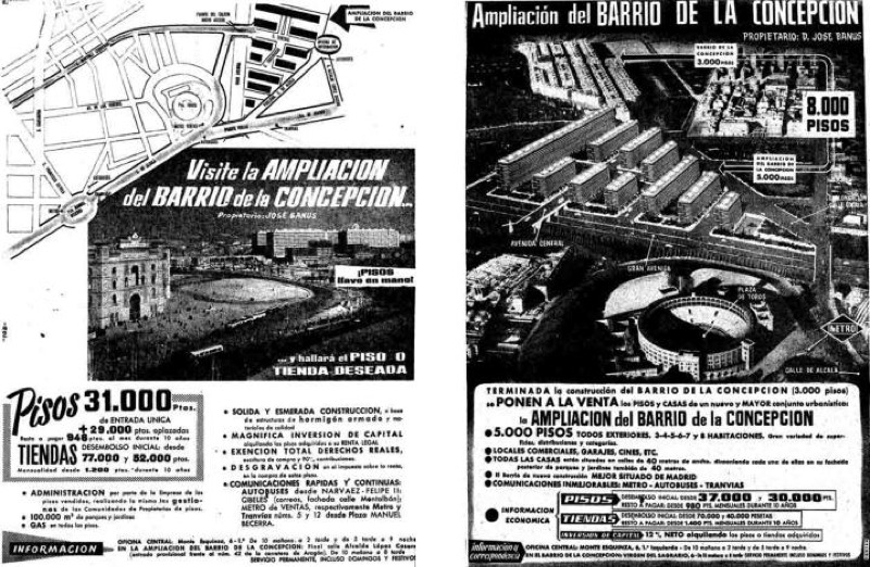 Figura 5. Carteles publicitarios de la ampliación del Barrio de la Concepción, año 1958.